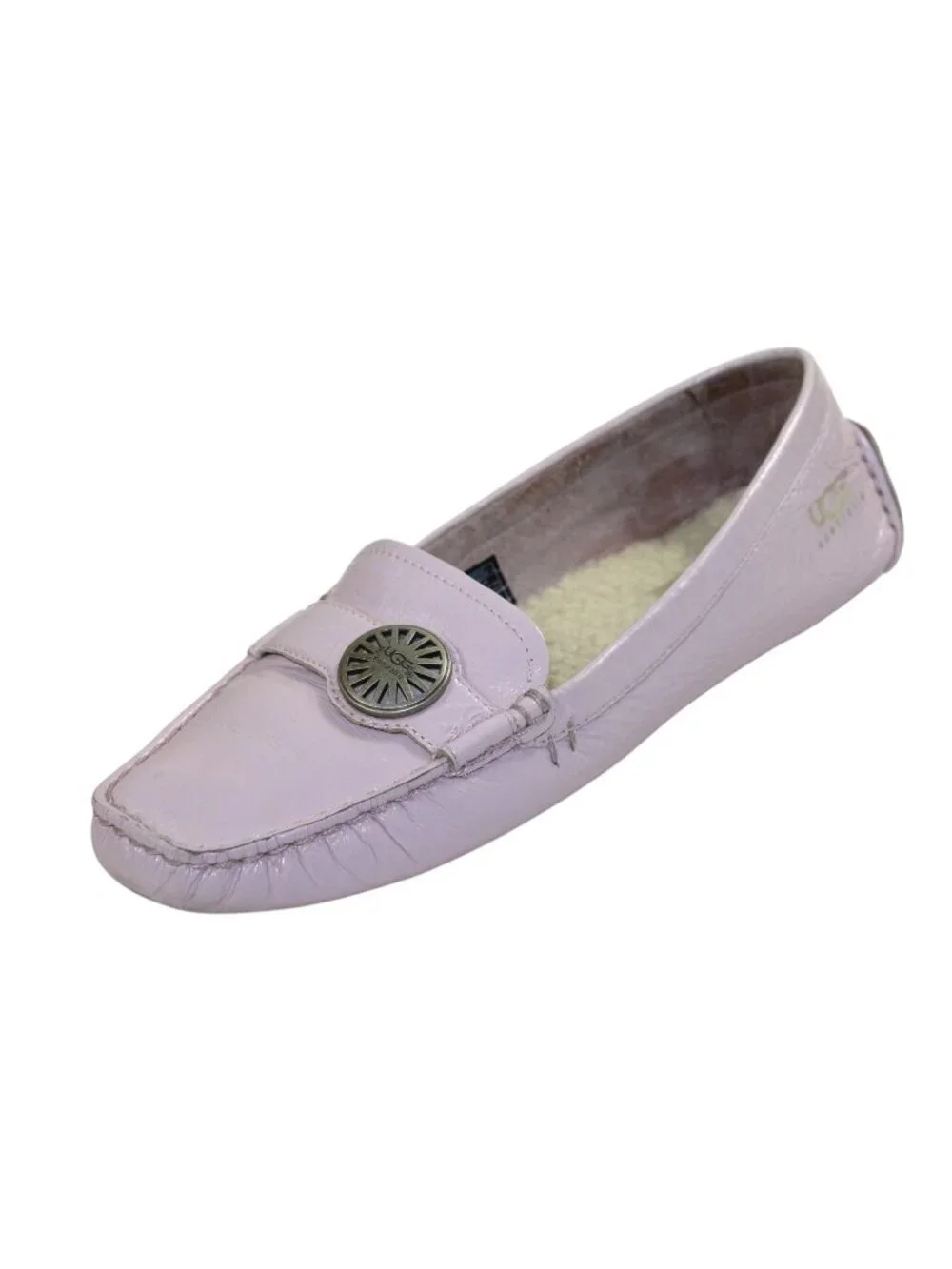 UGG Rosa Dusty Lavender Sunburst Concho Medallion Shearling Lined Moccasin SZ 7
